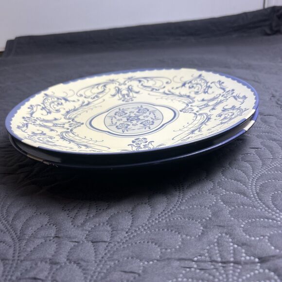 Unique 2pc Brother Sister Design Studio 10” Blue Cobalt Design Plate 2006 USED - Picture 3 of 7